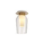 M8279 Nora 1 Light Semi Ceiling White/Wood/Clear Glass With Frosted Inner