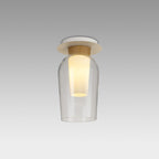 M8279 Nora 1 Light Semi Ceiling White/Wood/Clear Glass With Frosted Inner