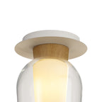 M8279 Nora 1 Light Semi Ceiling White/Wood/Clear Glass With Frosted Inner