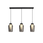 M8285 Nora 3 Light Linear Pendant Black/Black Marble/Chrome Glass With Frosted Inner