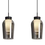 M8285 Nora 3 Light Linear Pendant Black/Black Marble/Chrome Glass With Frosted Inner