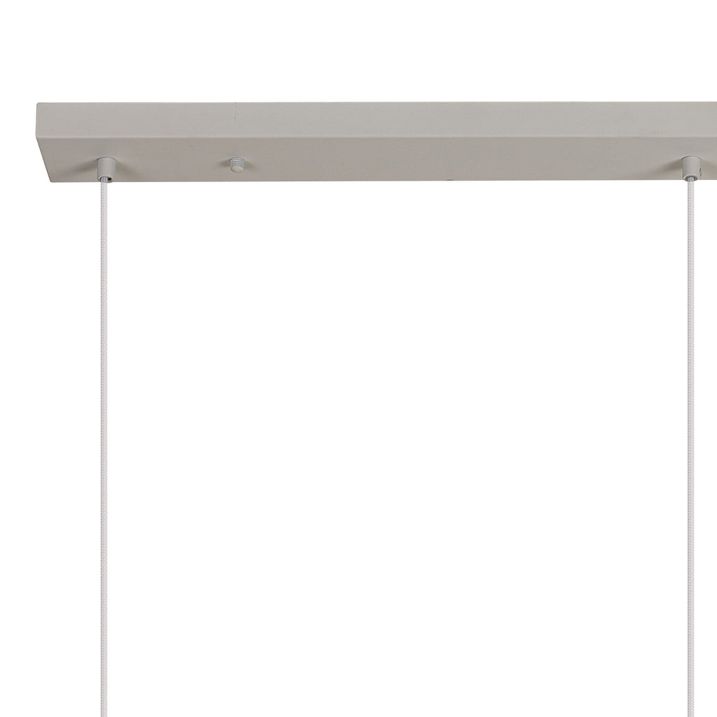 M8277 Nora 3 Light Linear Pendant White/Wood/Clear Glass With Frosted Inner