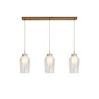 M8397 Nora 3 Light Linear Pendant Gold/White/Clear Glass With Frosted Inner