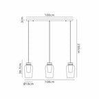 M8397 Nora 3 Light Linear Pendant Gold/White/Clear Glass With Frosted Inner