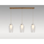 M8397 Nora 3 Light Linear Pendant Gold/White/Clear Glass With Frosted Inner