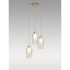 M8396 Nora 3 Light Round Pendant Gold/White/Clear Glass With Frosted Inner