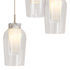 M8396 Nora 3 Light Round Pendant Gold/White/Clear Glass With Frosted Inner