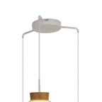 M8276 Nora 3 Light Round Pendant White/Wood/Clear Glass With Frosted Inner