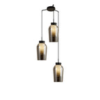 M8284 Nora 3 Light Round Pendant Black/Black Marble/Chrome Glass With Frosted Inner