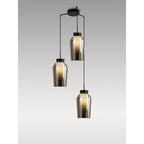 M8284 Nora 3 Light Round Pendant Black/Black Marble/Chrome Glass With Frosted Inner
