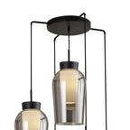 M8283 Nora 5 Light Round Pendant Black/Black Marble/Chrome Glass With Frosted Inner