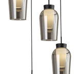 M8283 Nora 5 Light Round Pendant Black/Black Marble/Chrome Glass With Frosted Inner