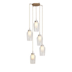 M8395 Nora 5 Light Round Pendant Gold/White/Clear Glass With Frosted Inner