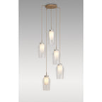 M8395 Nora 5 Light Round Pendant Gold/White/Clear Glass With Frosted Inner