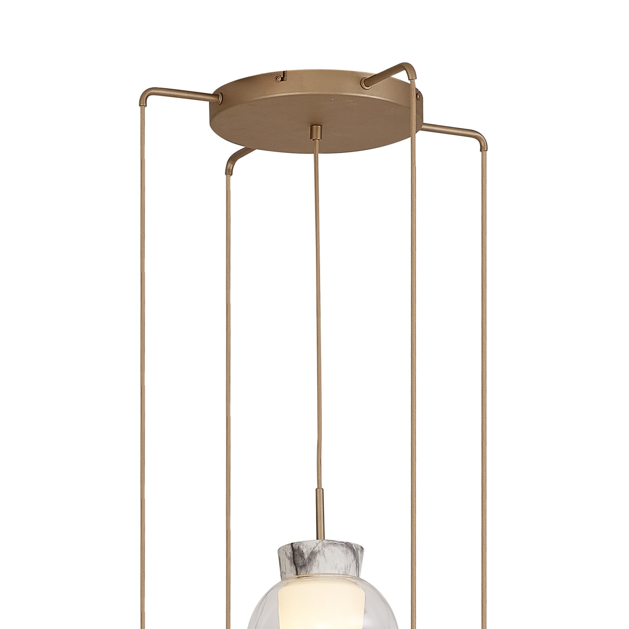 M8395 Nora 5 Light Round Pendant Gold/White/Clear Glass With Frosted Inner