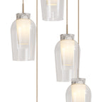M8395 Nora 5 Light Round Pendant Gold/White/Clear Glass With Frosted Inner
