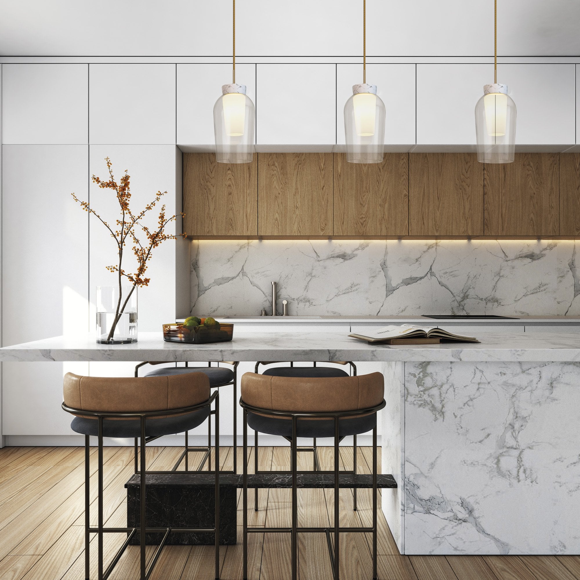 M8398 Nora Single Pendant Gold/White/Clear Glass With Frosted Inner
