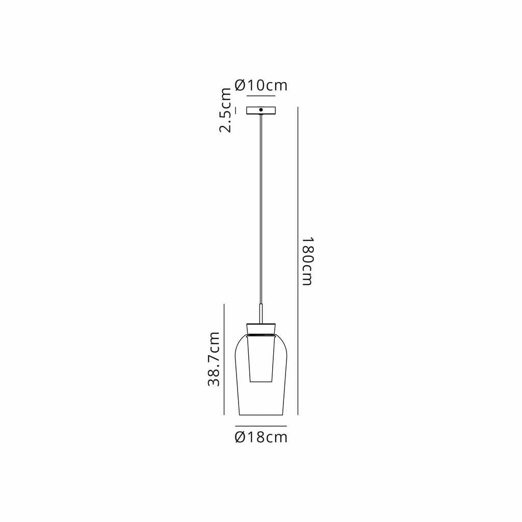 M8278 Nora Single Pendant White/Wood/Clear Glass With Frosted Inner