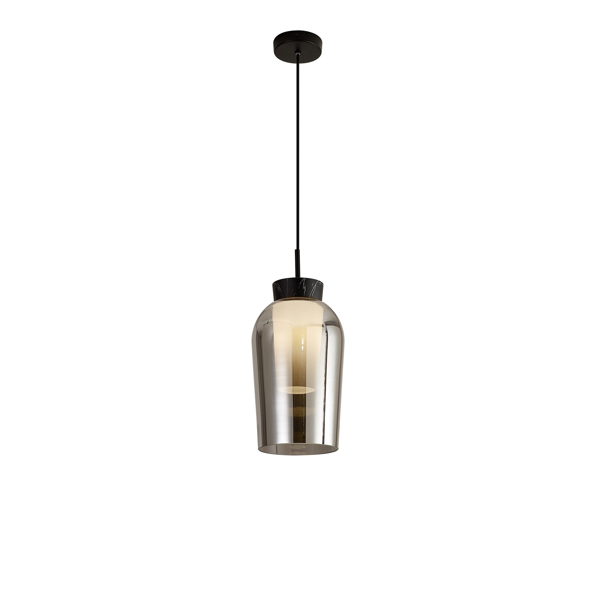 M8286 Nora Single Pendant Black/Black Marble/Chrome Glass With Frosted Inner