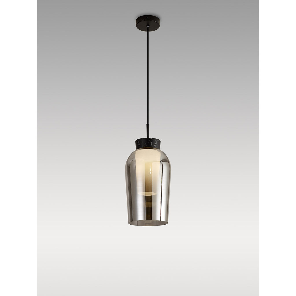 M8286 Nora Single Pendant Black/Black Marble/Chrome Glass With Frosted Inner