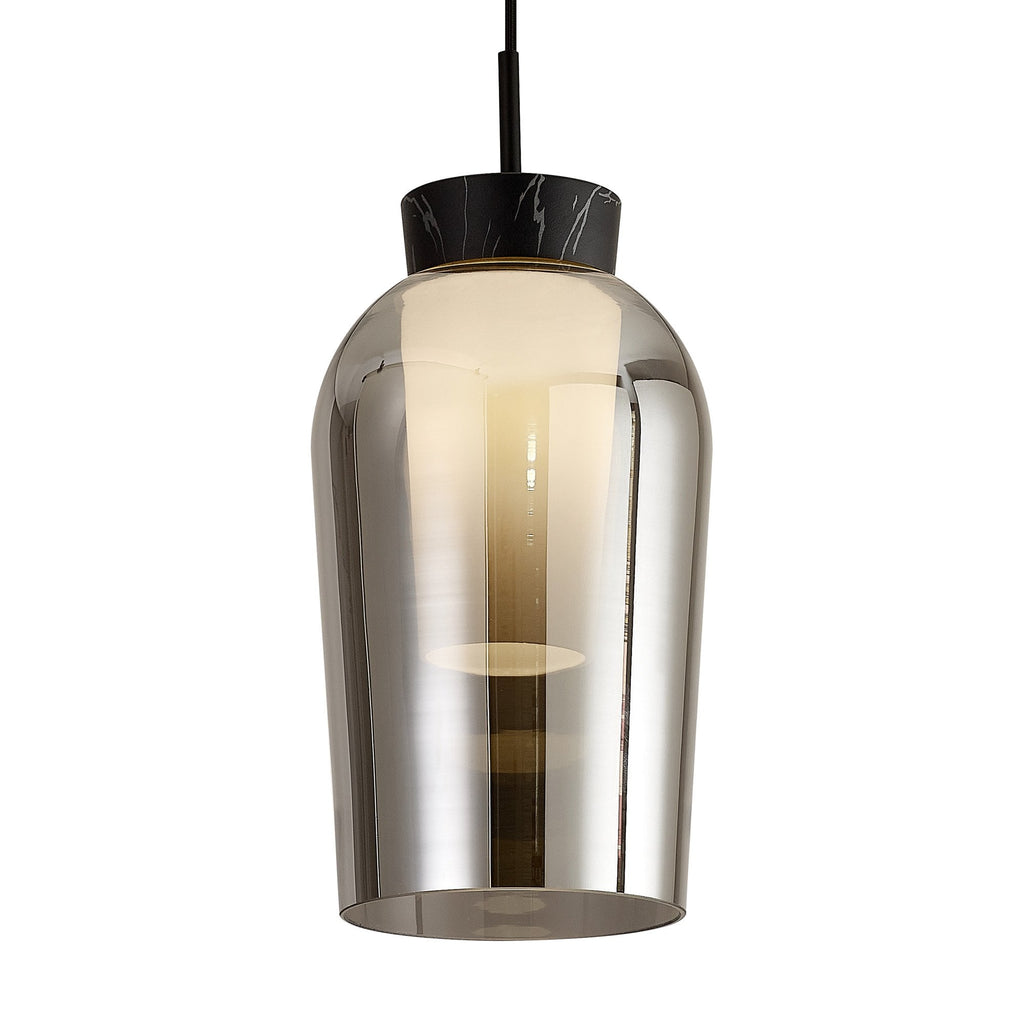 M8286 Nora Single Pendant Black/Black Marble/Chrome Glass With Frosted Inner