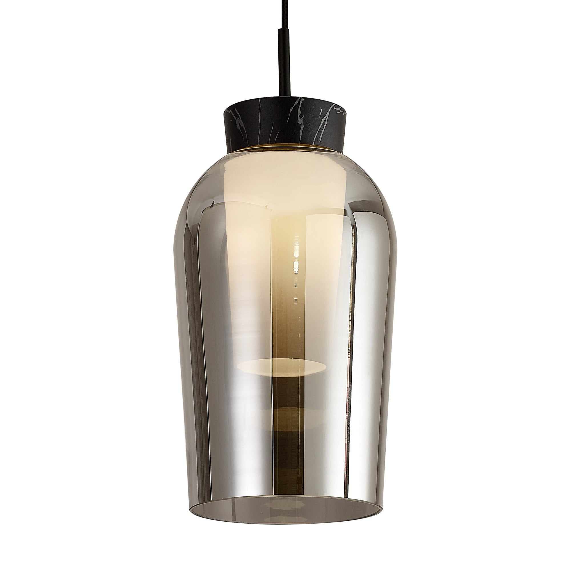 M8286 Nora Single Pendant Black/Black Marble/Chrome Glass With Frosted Inner