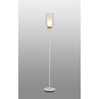 M8282 Nora Floor Lamp White/Wood/Clear Glass With Frosted Inner