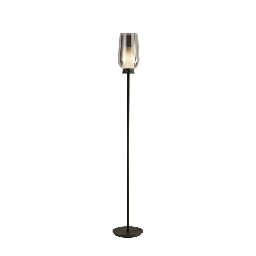 M8290 Nora Floor Lamp Black/Black Marble/Chrome Glass With Frosted Inner
