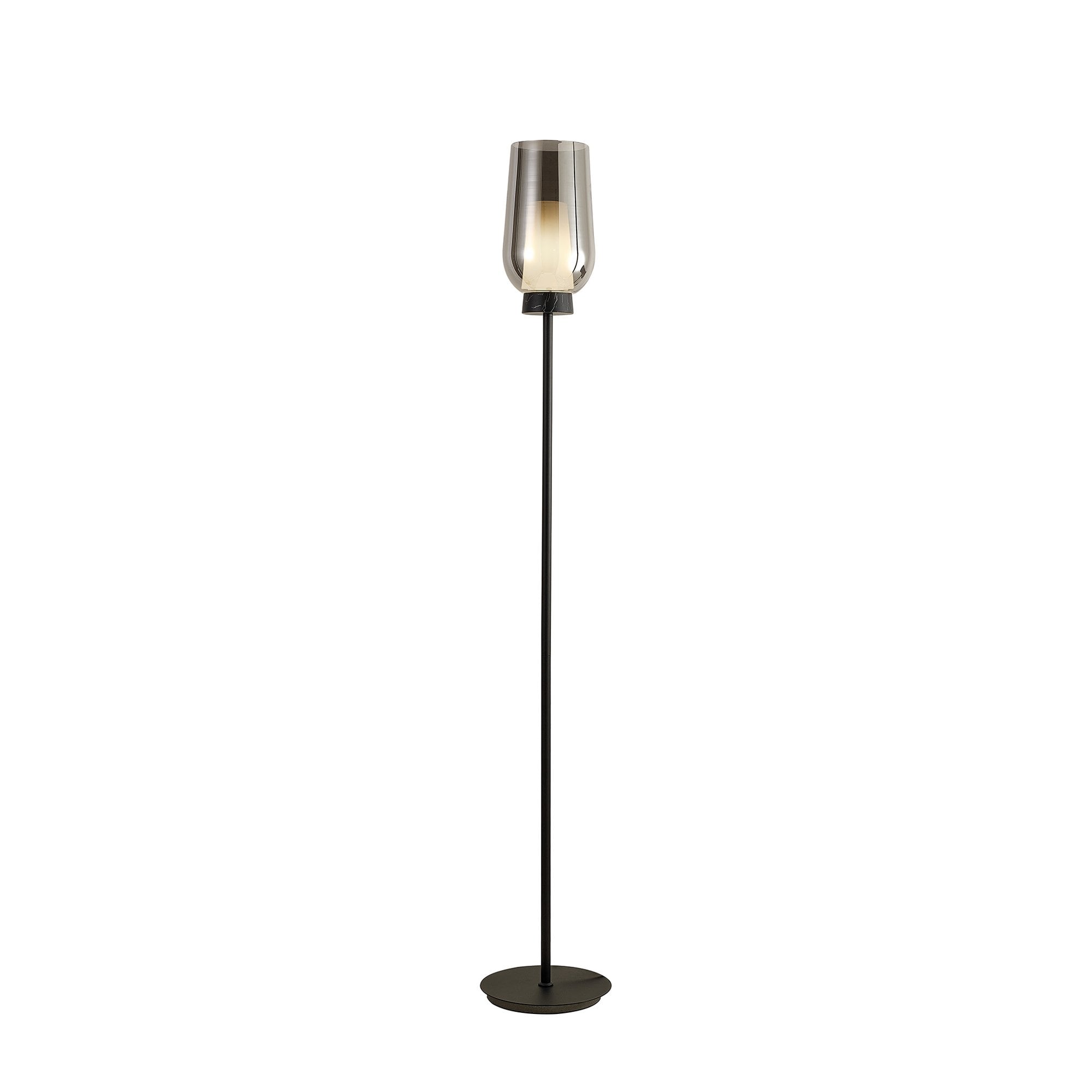 M8290 Nora Floor Lamp Black/Black Marble/Chrome Glass With Frosted Inner