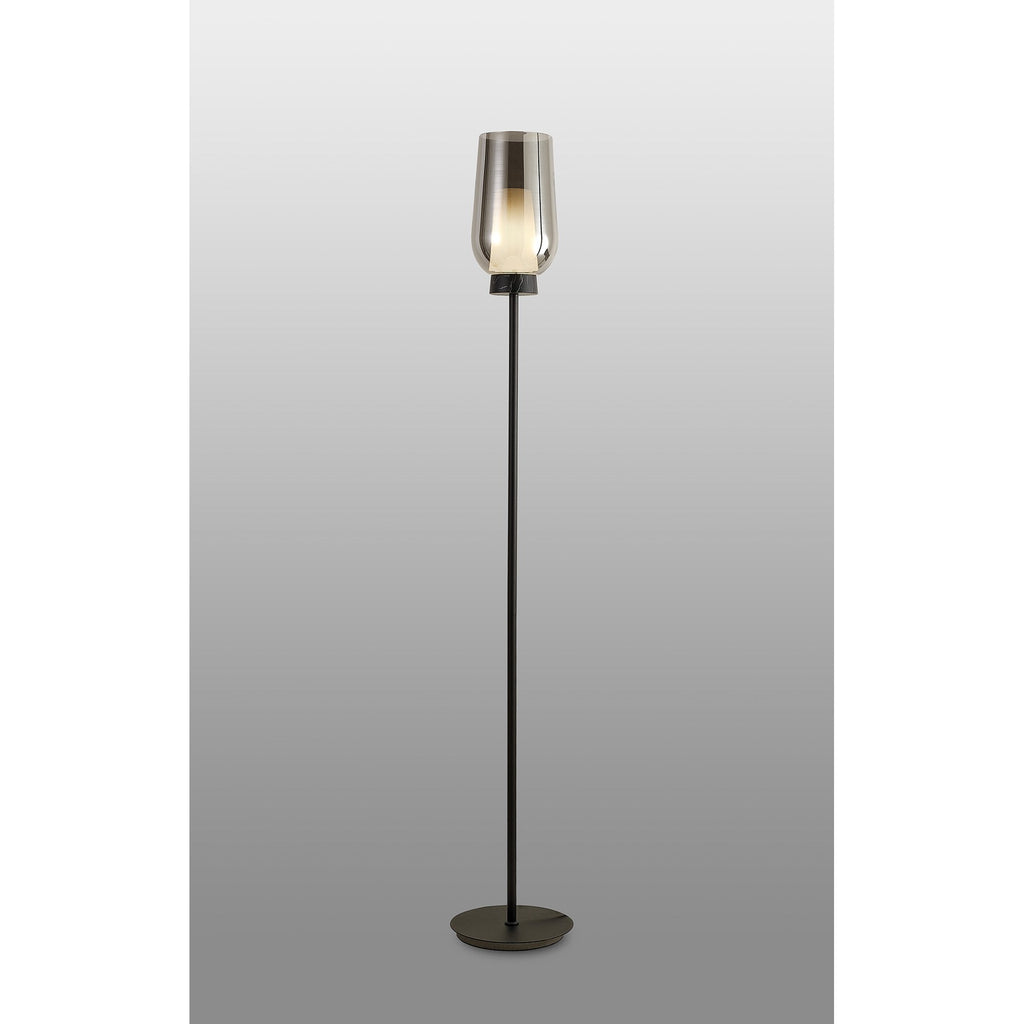 M8290 Nora Floor Lamp Black/Black Marble/Chrome Glass With Frosted Inner