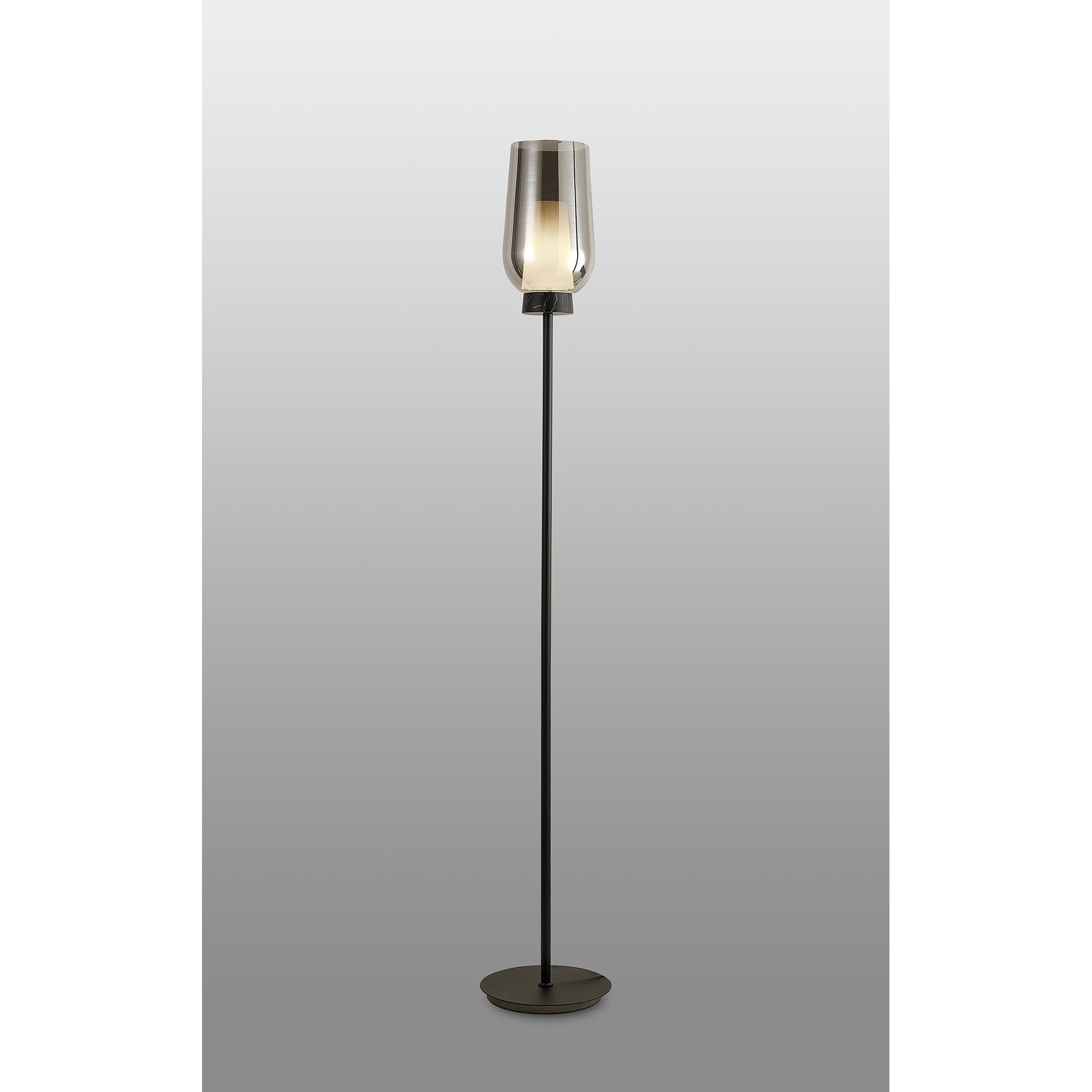 M8290 Nora Floor Lamp Black/Black Marble/Chrome Glass With Frosted Inner
