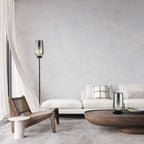 M8290 Nora Floor Lamp Black/Black Marble/Chrome Glass With Frosted Inner