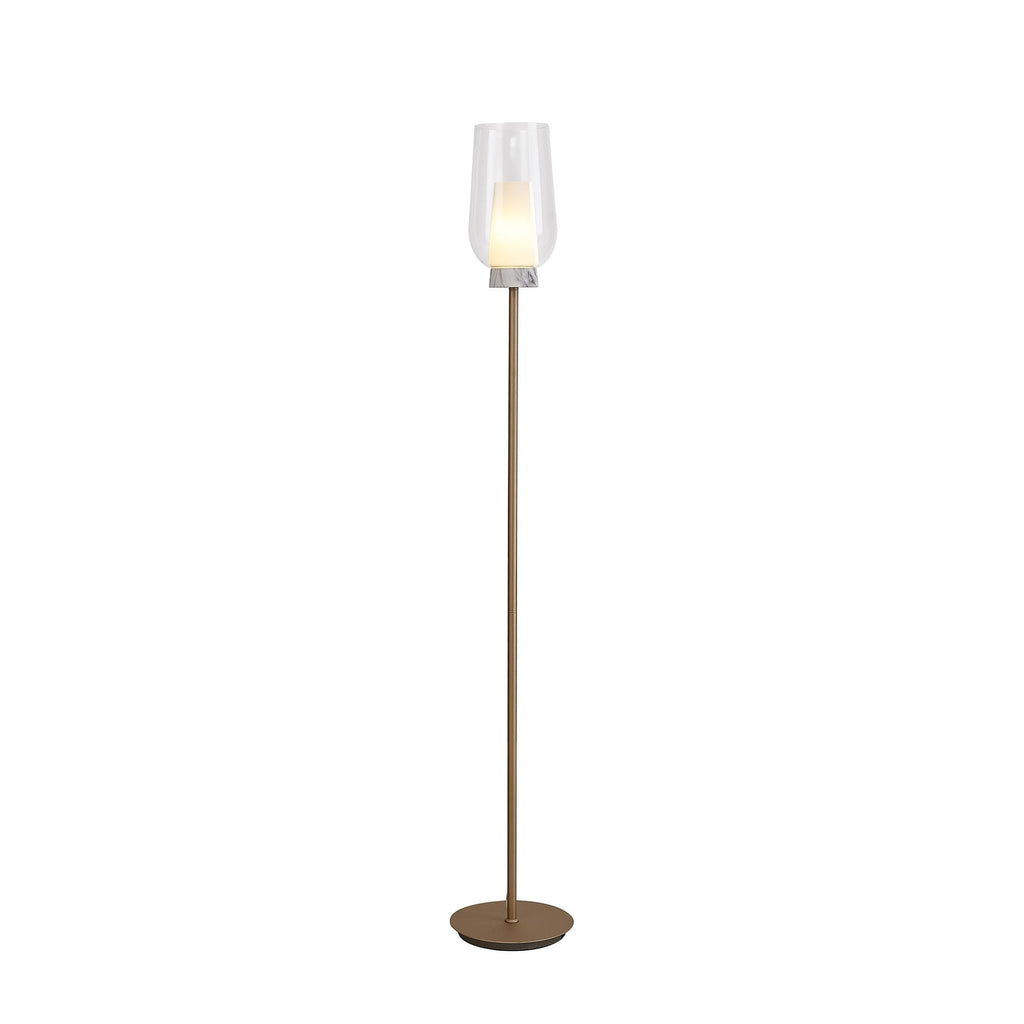 M8402 Nora Floor Lamp Gold/White/Clear Glass With Frosted Inner