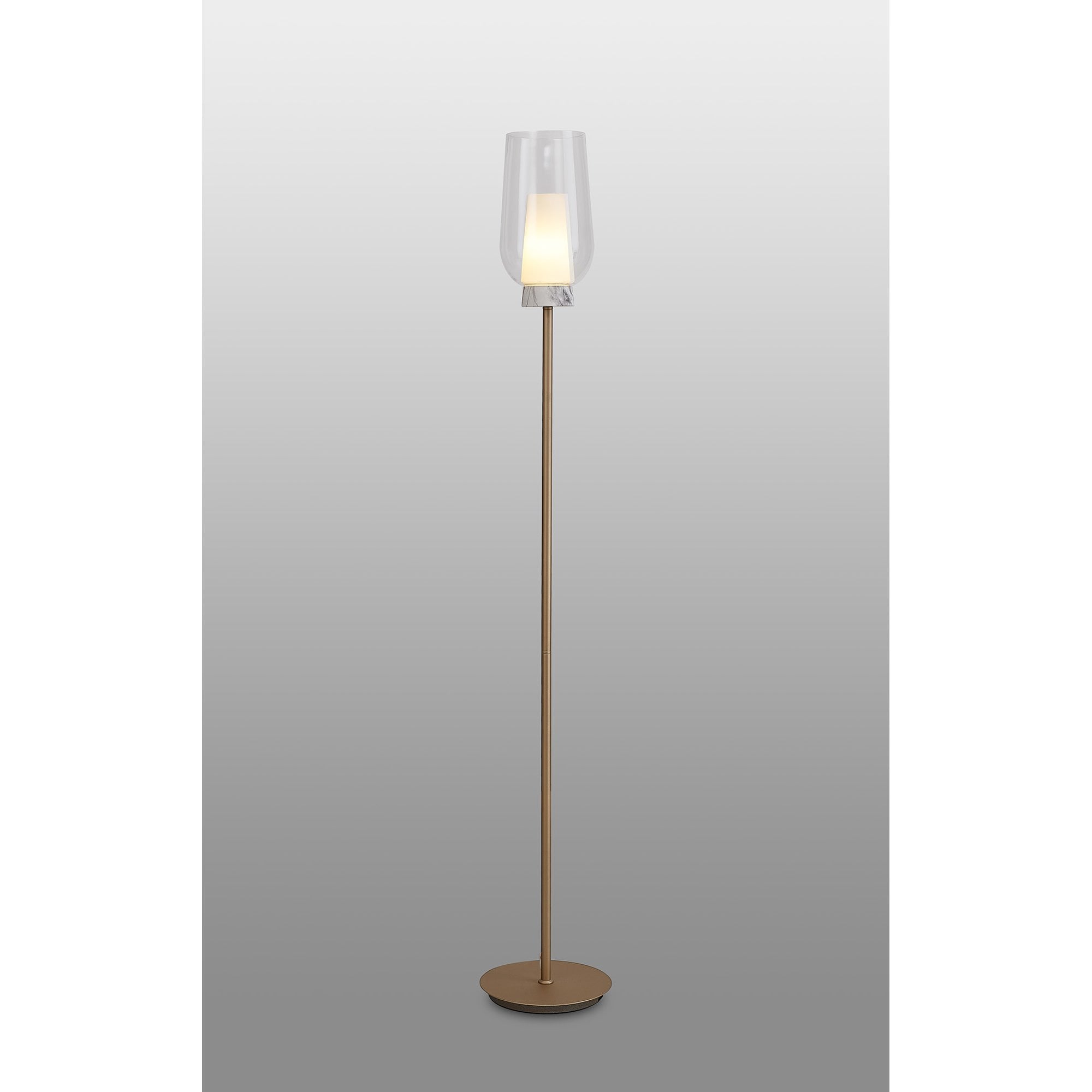 M8402 Nora Floor Lamp Gold/White/Clear Glass With Frosted Inner