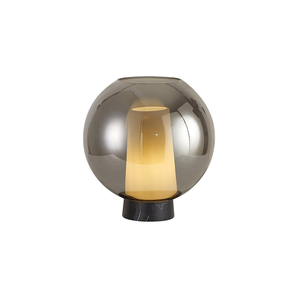 M8403 Nora Ball Table Lamp Black/Black Marble/Chrome Glass