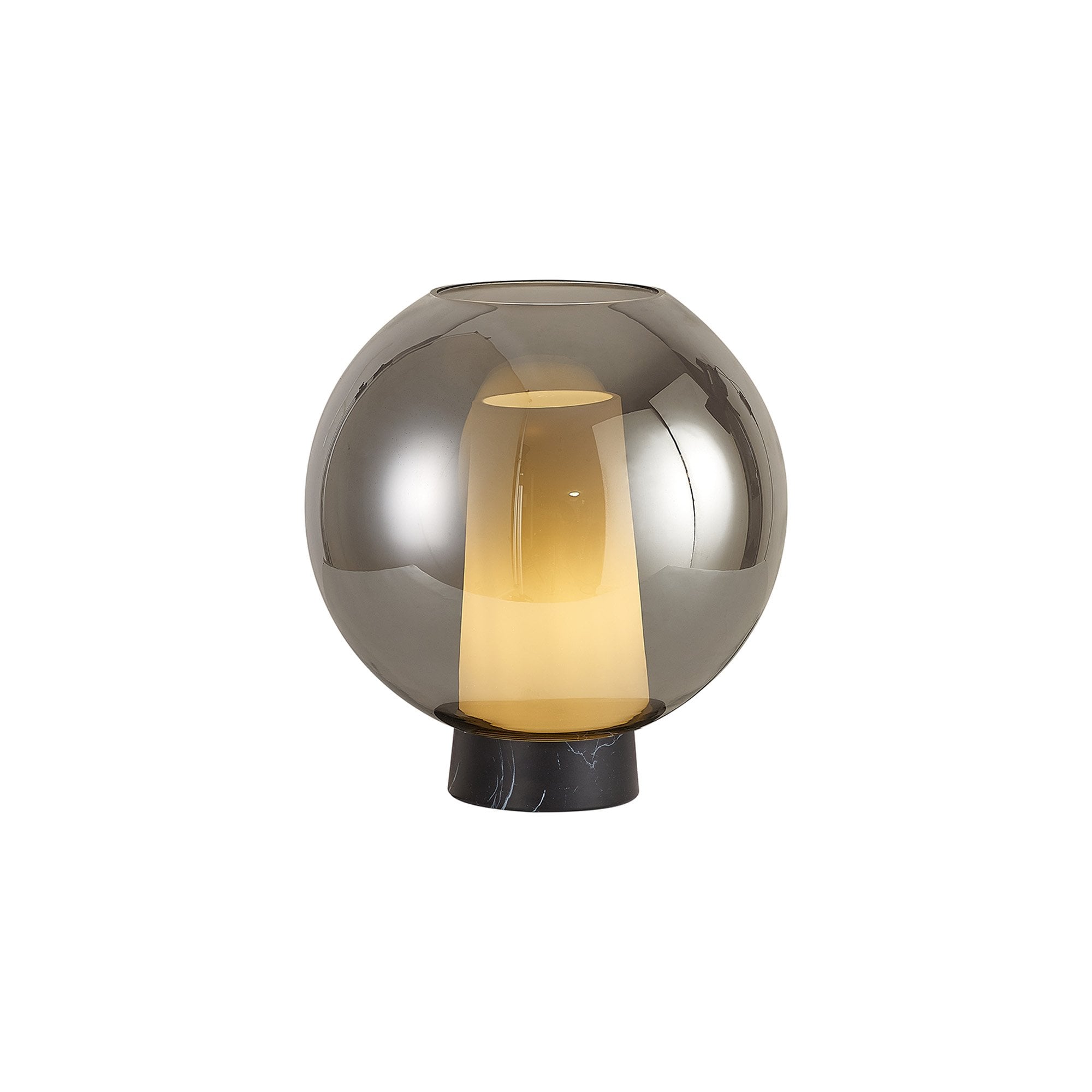 M8403 Nora Ball Table Lamp Black/Black Marble/Chrome Glass
