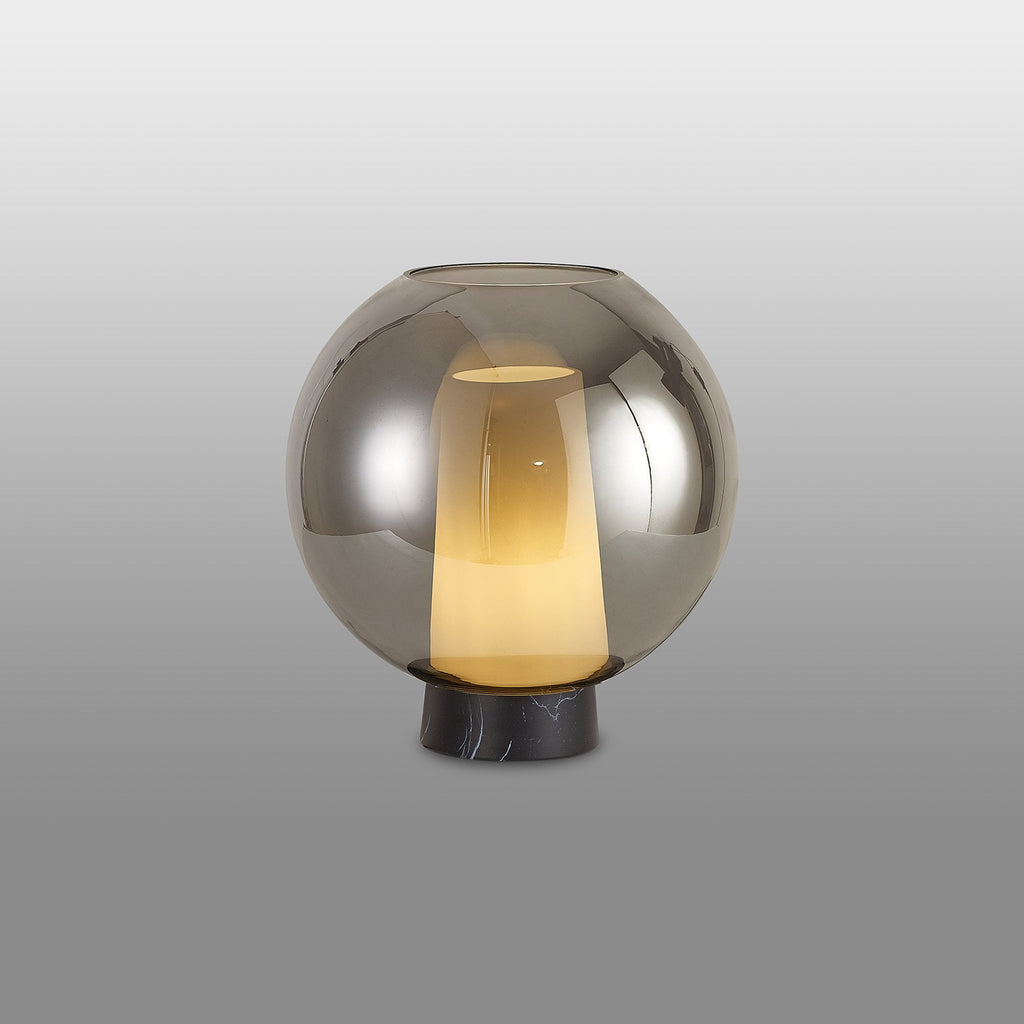 M8403 Nora Ball Table Lamp Black/Black Marble/Chrome Glass