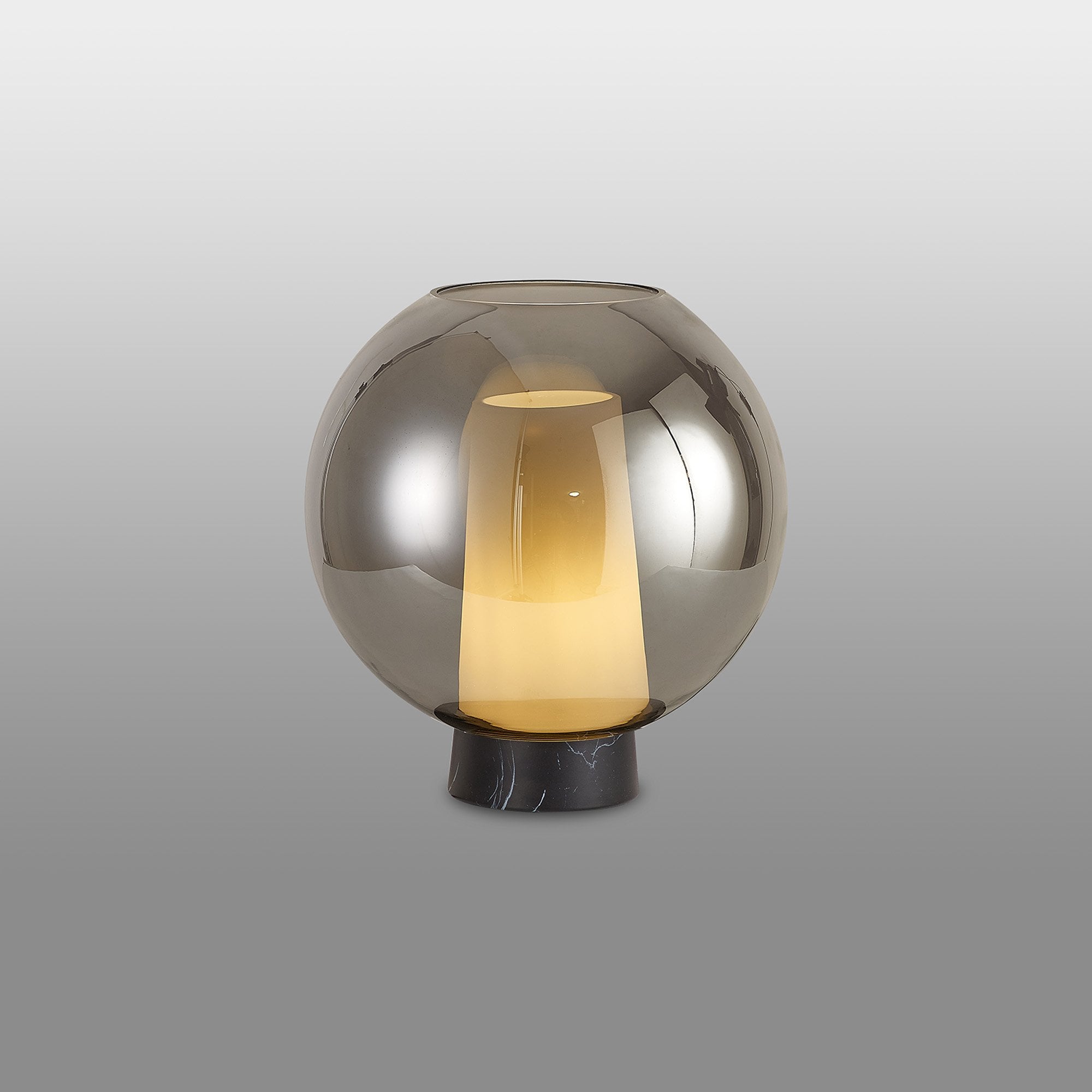M8403 Nora Ball Table Lamp Black/Black Marble/Chrome Glass