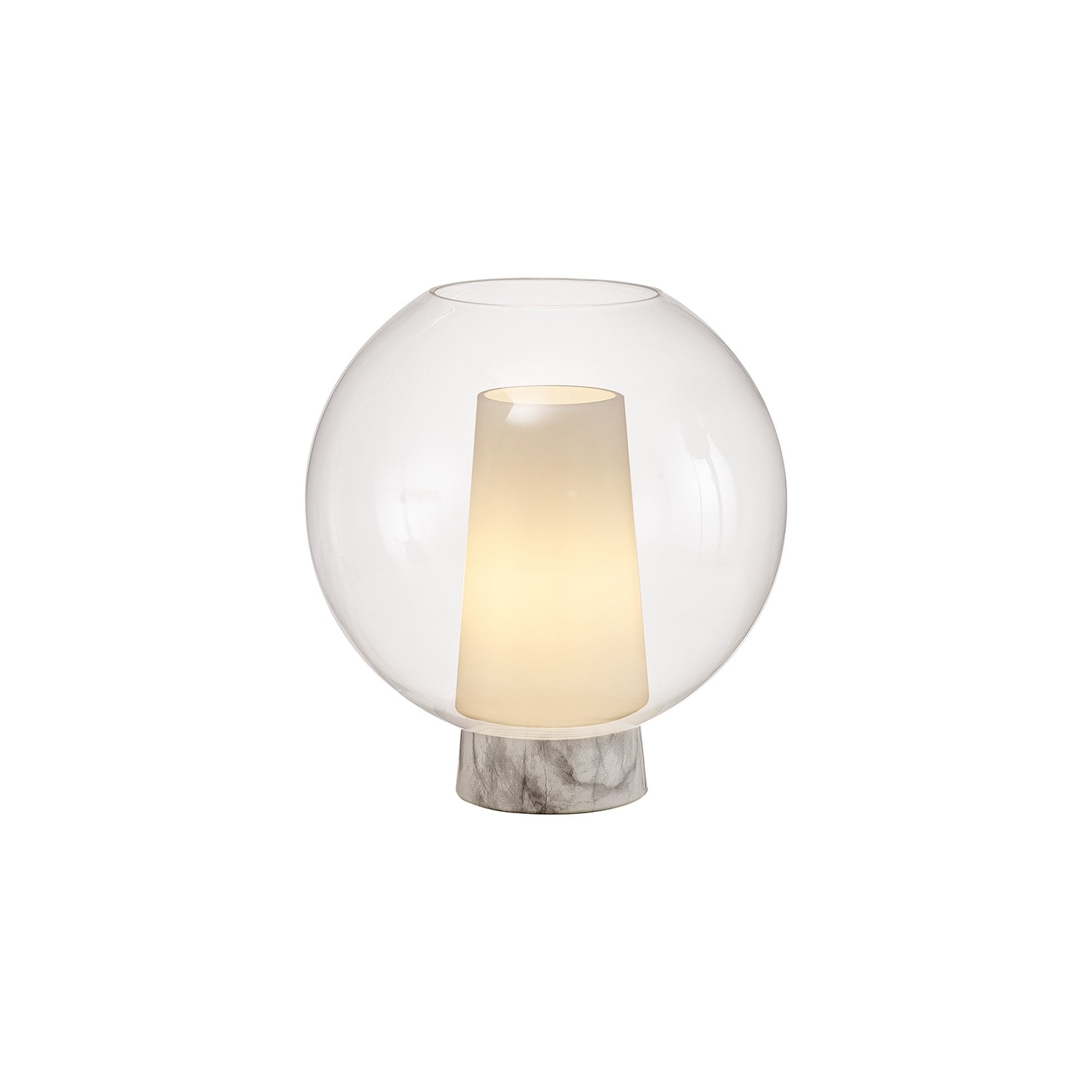 M8404 Nora Ball Table Lamp Gold/White/Clear Glass