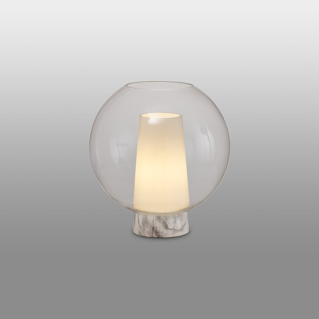 M8404 Nora Ball Table Lamp Gold/White/Clear Glass