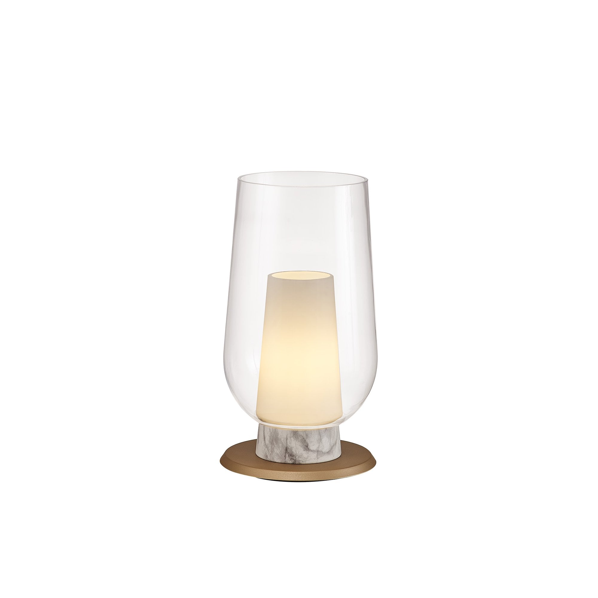 M8401 Nora Table Lamp Gold/White/Clear Glass With Frosted Inner