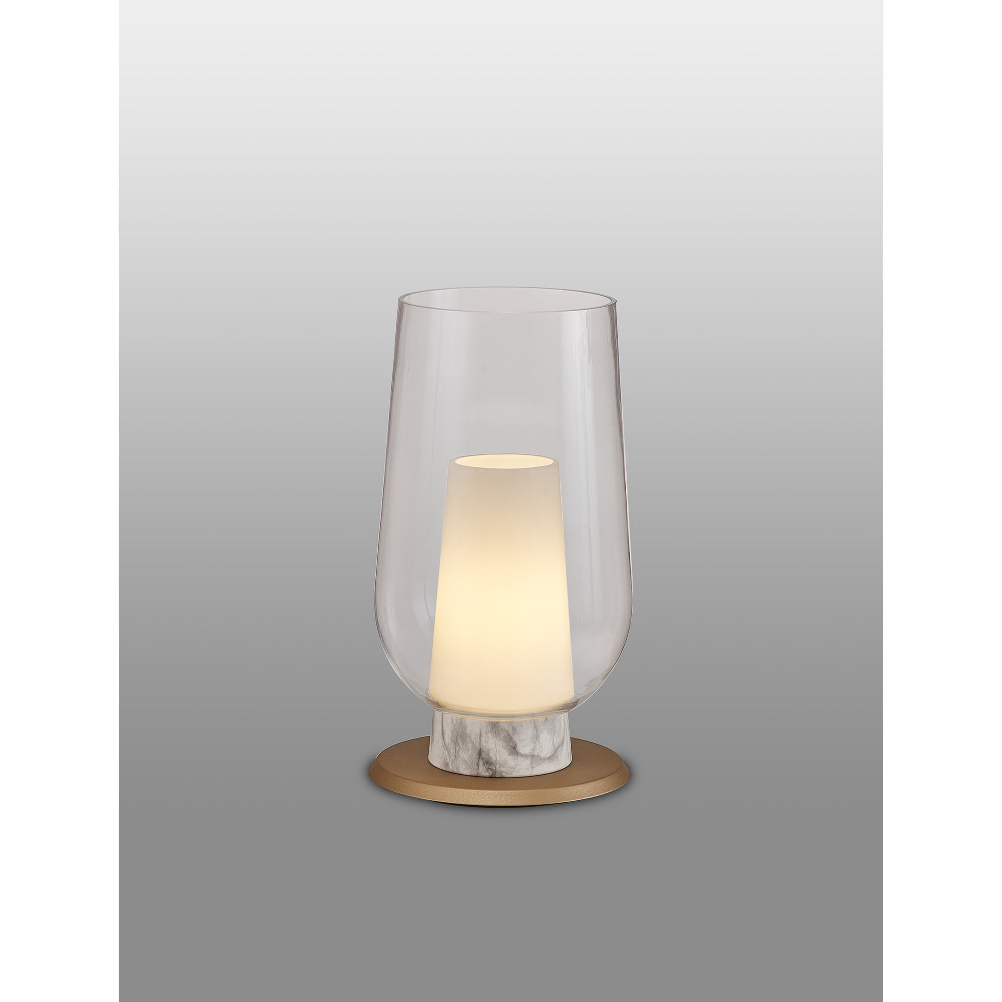M8401 Nora Table Lamp Gold/White/Clear Glass With Frosted Inner