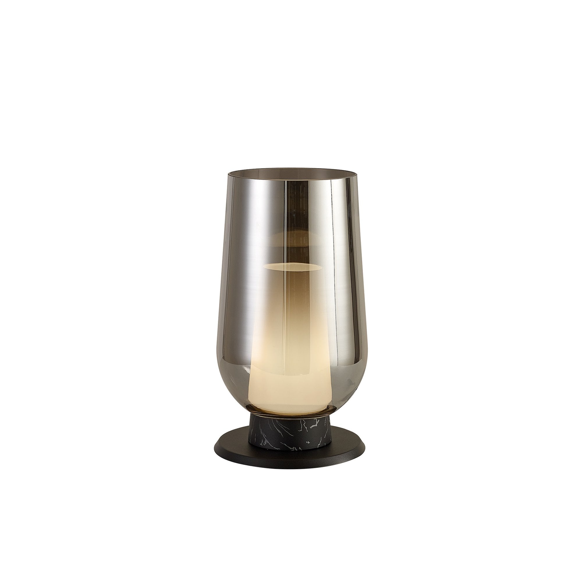 M8289 Nora Table Lamp Black/Black Marble/Chrome Glass With Frosted Inner
