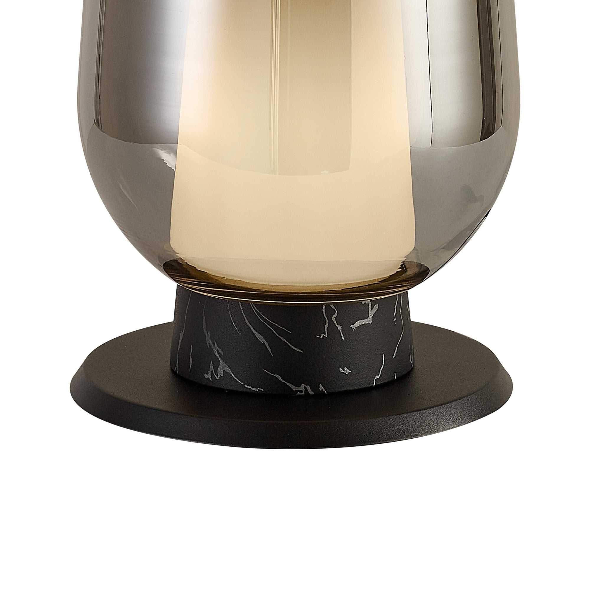 M8289 Nora Table Lamp Black/Black Marble/Chrome Glass With Frosted Inner