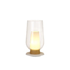 M8281 Nora Table Lamp White/Wood/Clear Glass With Frosted Inner