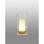 M8281 Nora Table Lamp White/Wood/Clear Glass With Frosted Inner