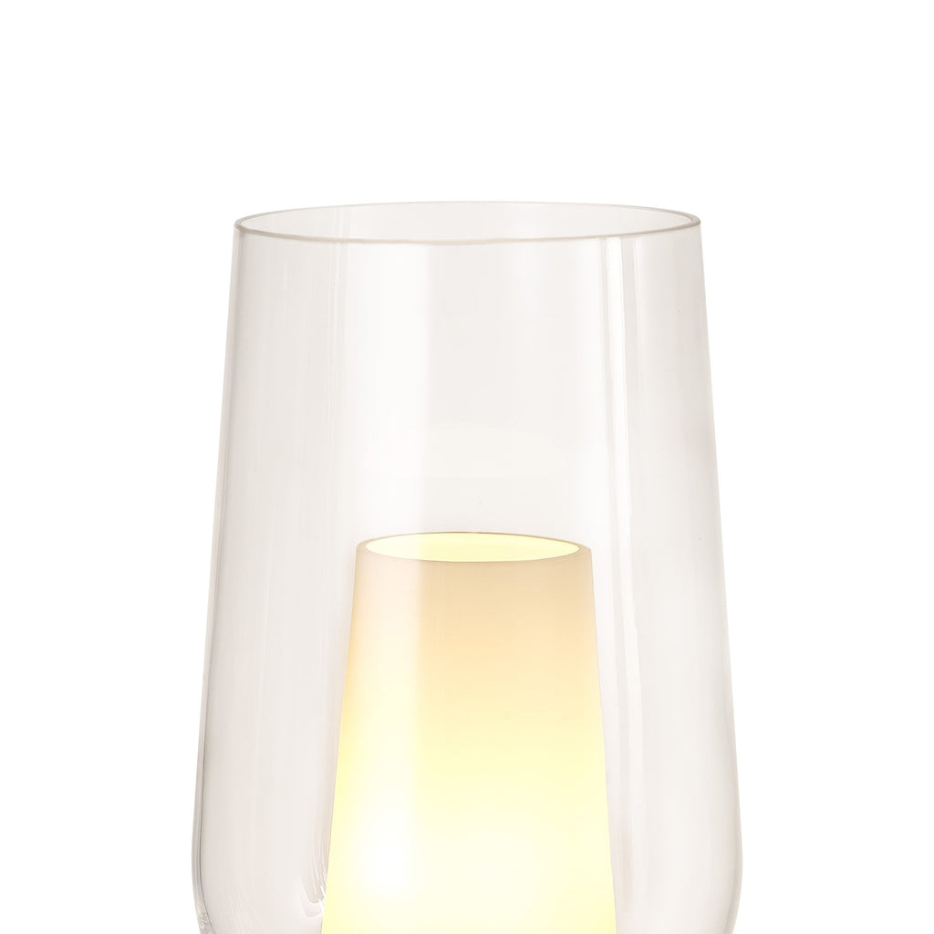 M8281 Nora Table Lamp White/Wood/Clear Glass With Frosted Inner