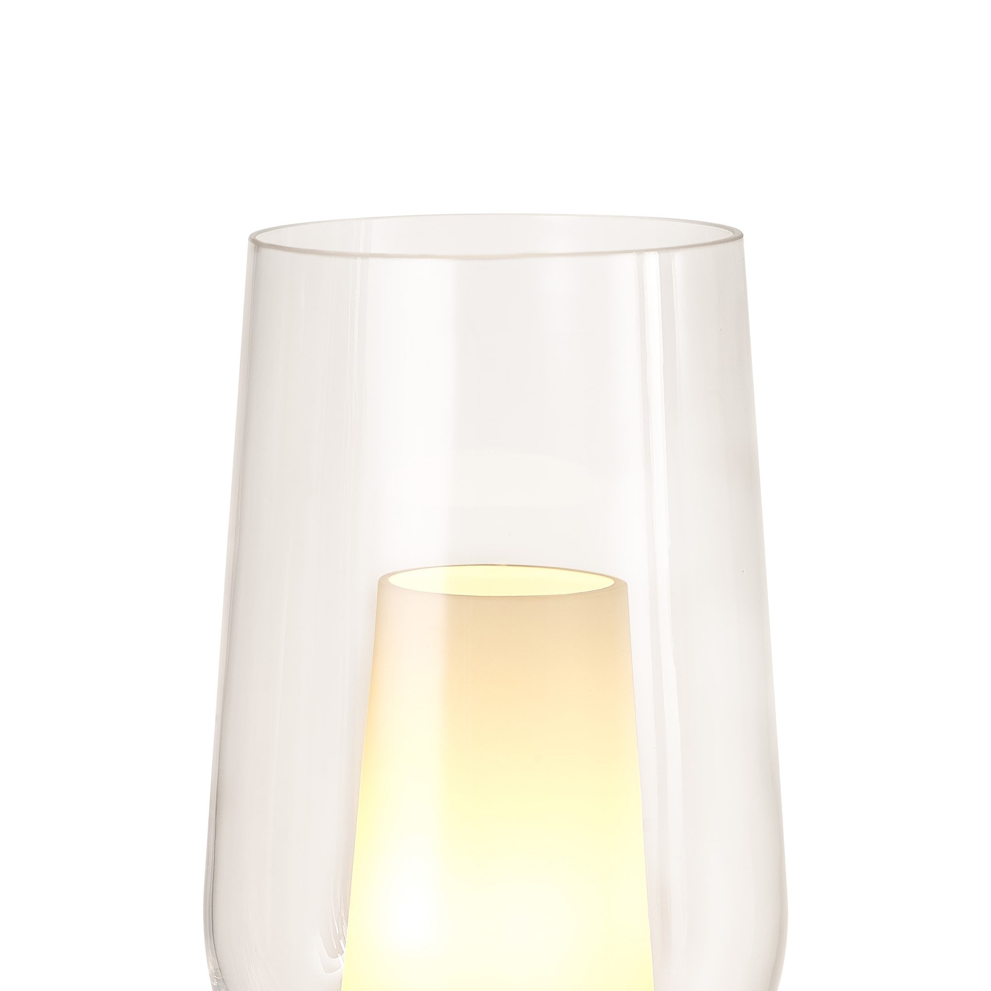 M8281 Nora Table Lamp White/Wood/Clear Glass With Frosted Inner