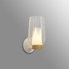 M8280 Nora Wall Lamp White/Wood/Clear Glass With Frosted Inner