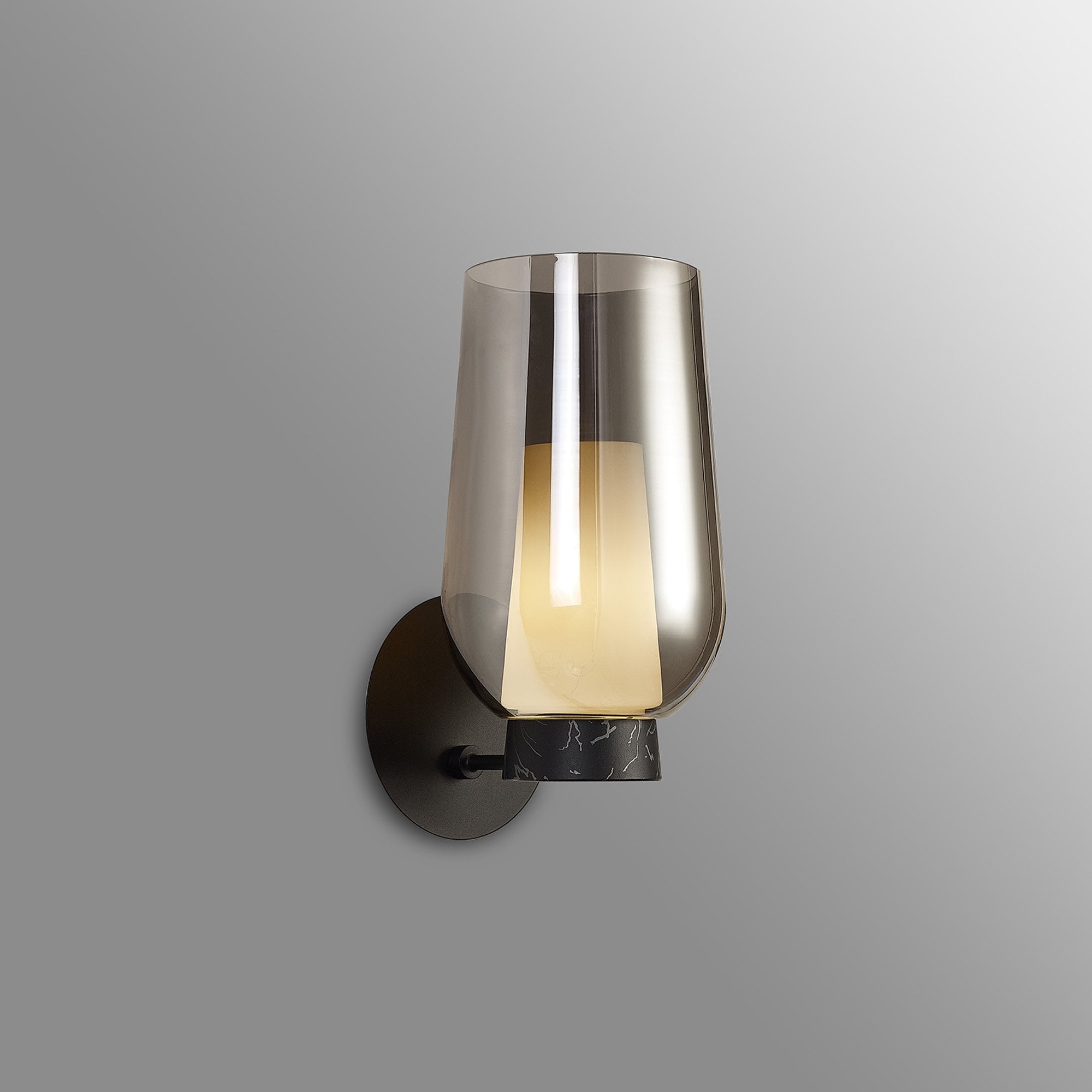 M8288 Nora Wall Lamp Black/Black Marble/Chrome Glass With Frosted Inner